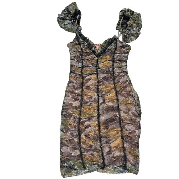 Mia Vesper The Mothra Sexy Festival Ruching Mini Dress Multi-Color Medium NWT - Picture 5 of 17